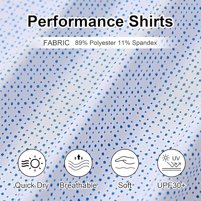 Men's Striped Golf Polo Shirt Moisture Wicking Performance Tee