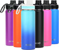DRINCO Stainless Steel Water Bottle Spout Lid Vacuum Insulated Double Wall Water Bottle Wide Mouth (40oz 32oz 22oz 18oz 14oz) Leak Proof Keeps Cold or Hot (22 oz, 22oz Morning Sky Blue)