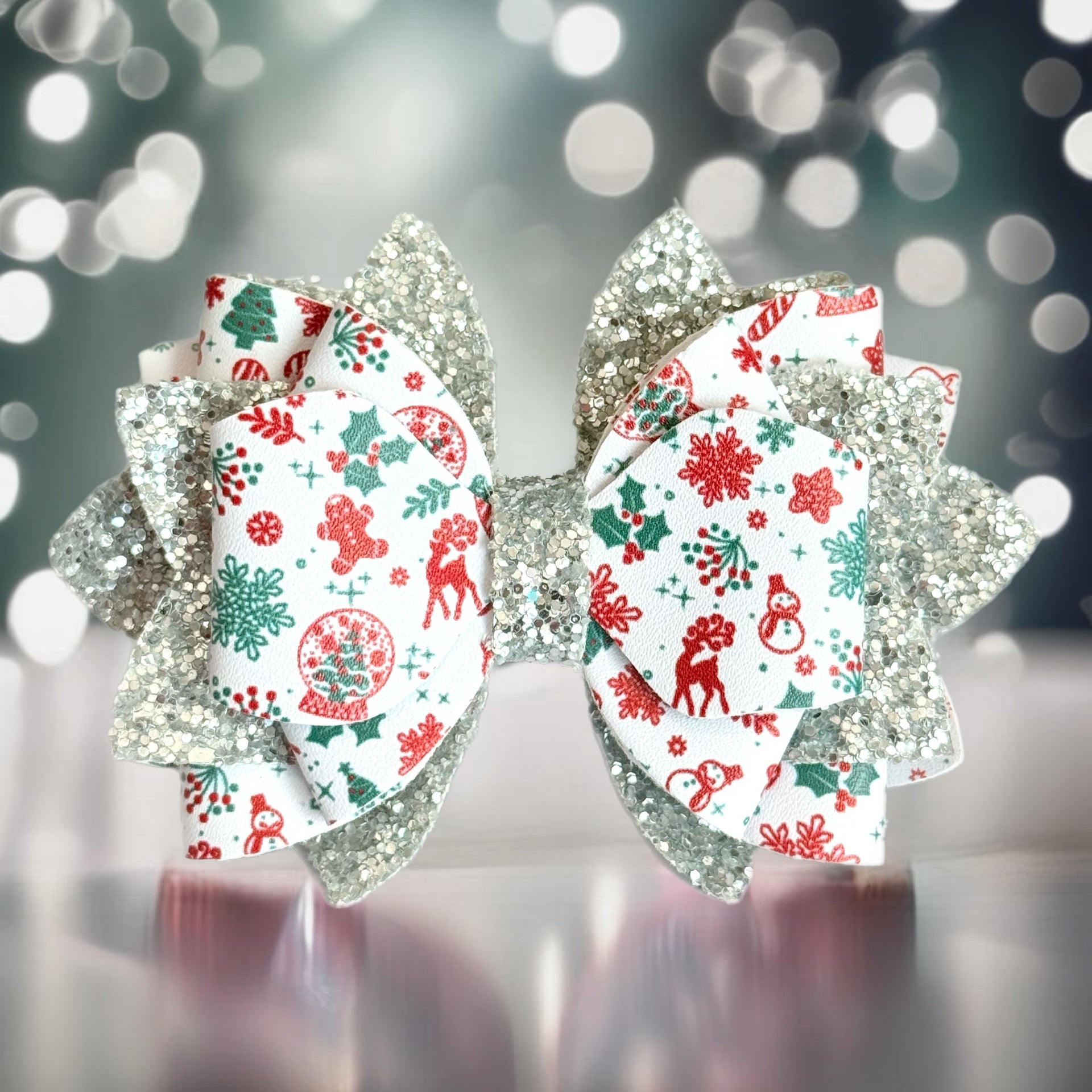 Christmas Cheer Glitter Tumbler Bow