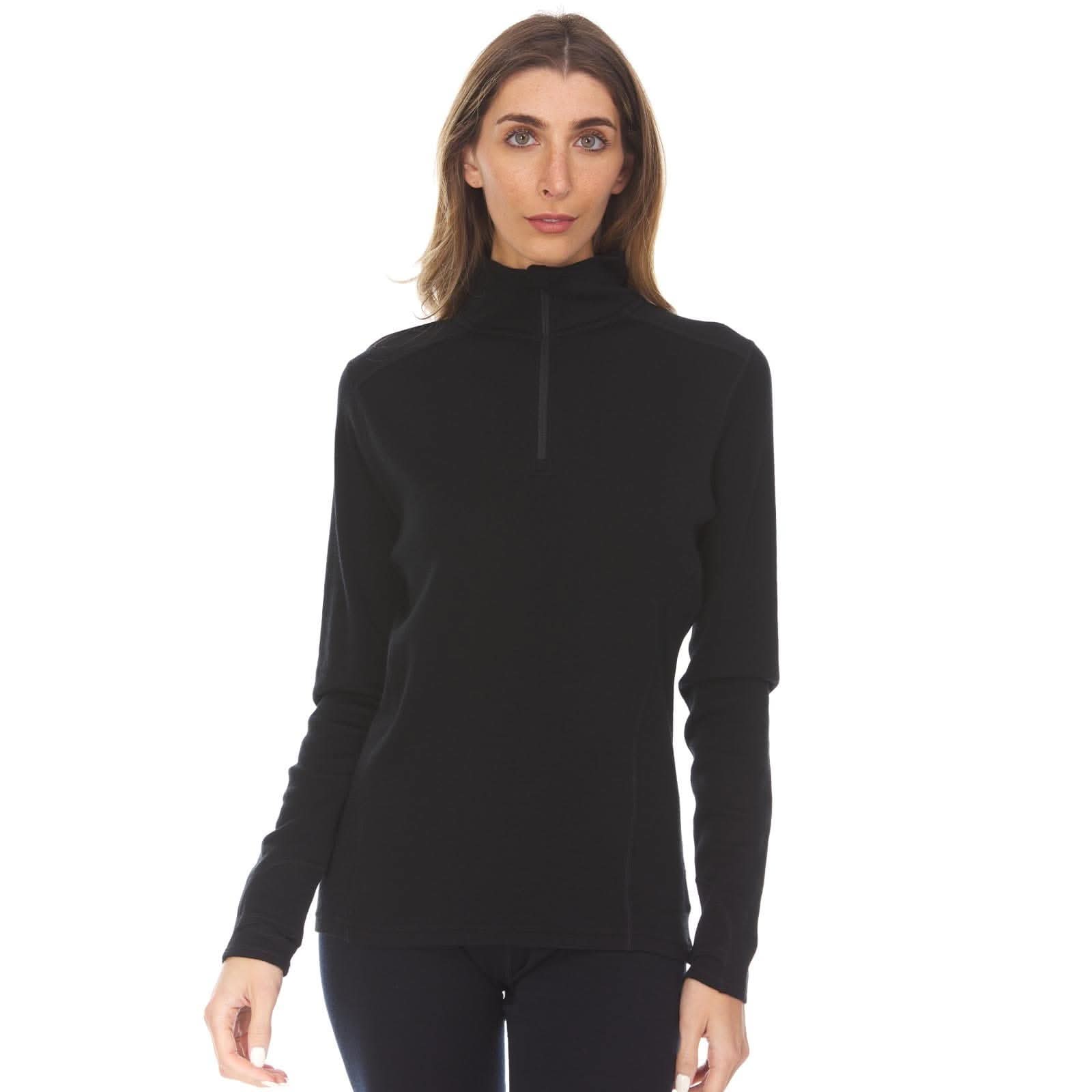 Women's Midweight Merino Wool 1/4 Zip Mock Neck Top