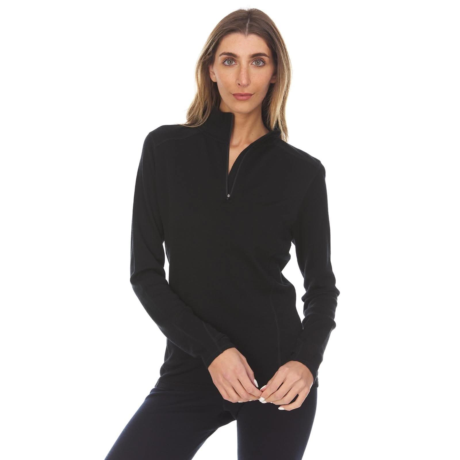 Women's Midweight Merino Wool 1/4 Zip Mock Neck Top