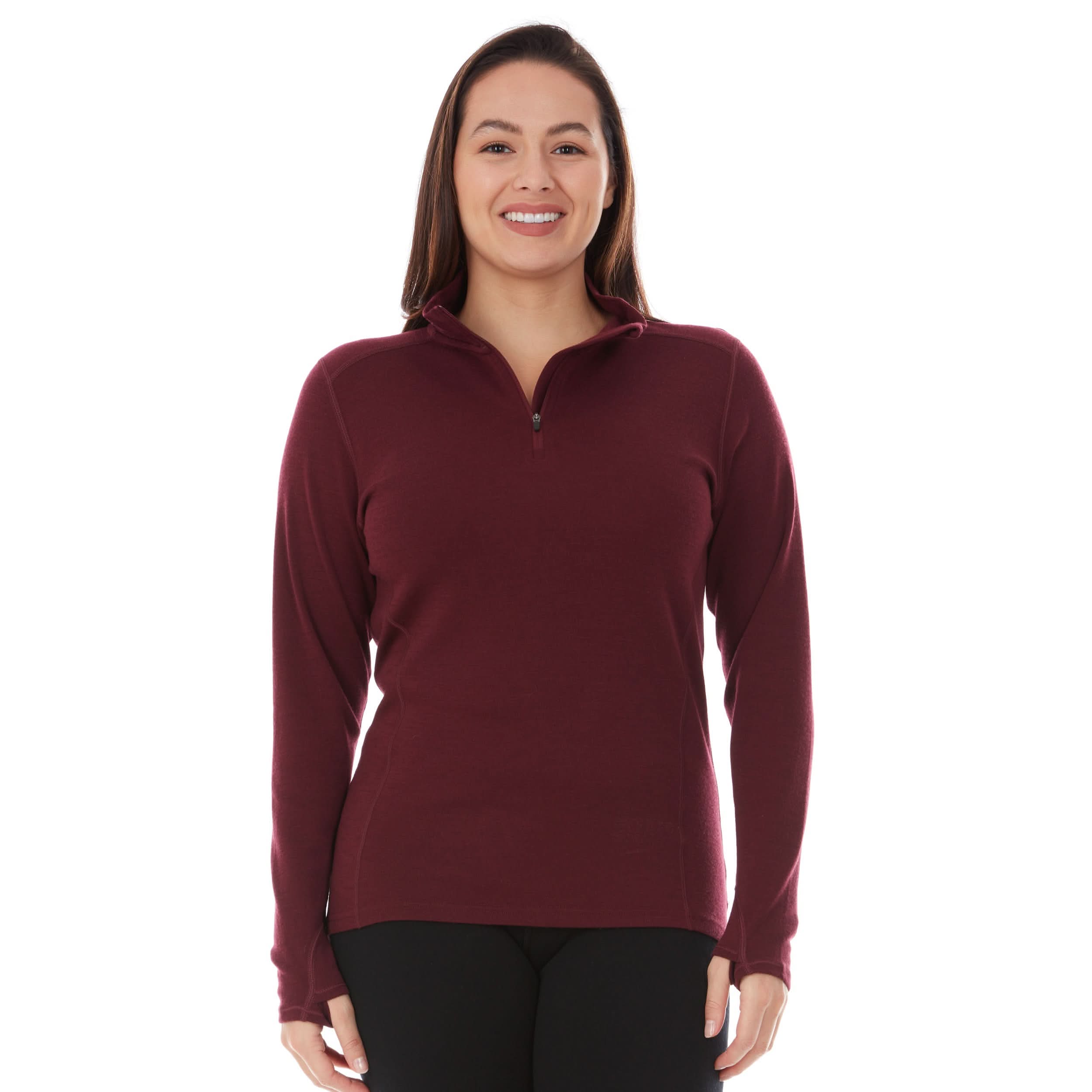 Women's Midweight Merino Wool 1/4 Zip Mock Neck Top