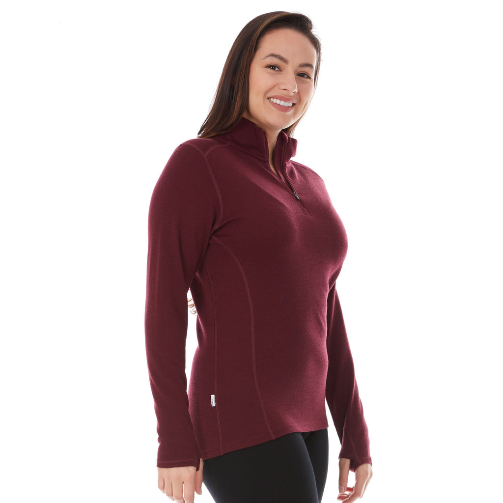 Women's Midweight Merino Wool 1/4 Zip Mock Neck Top