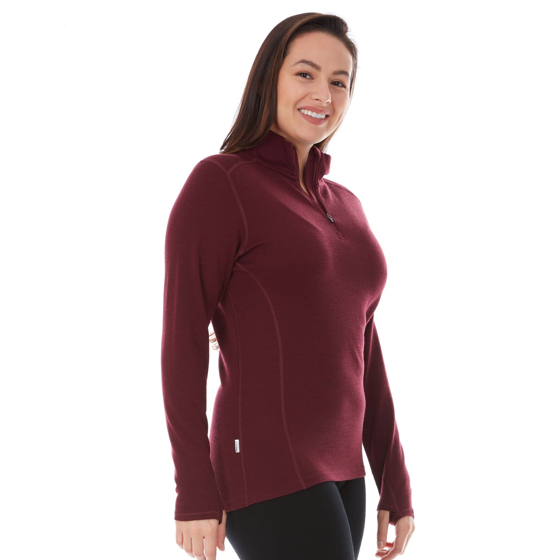 Women's Midweight Merino Wool 1/4 Zip Mock Neck Top