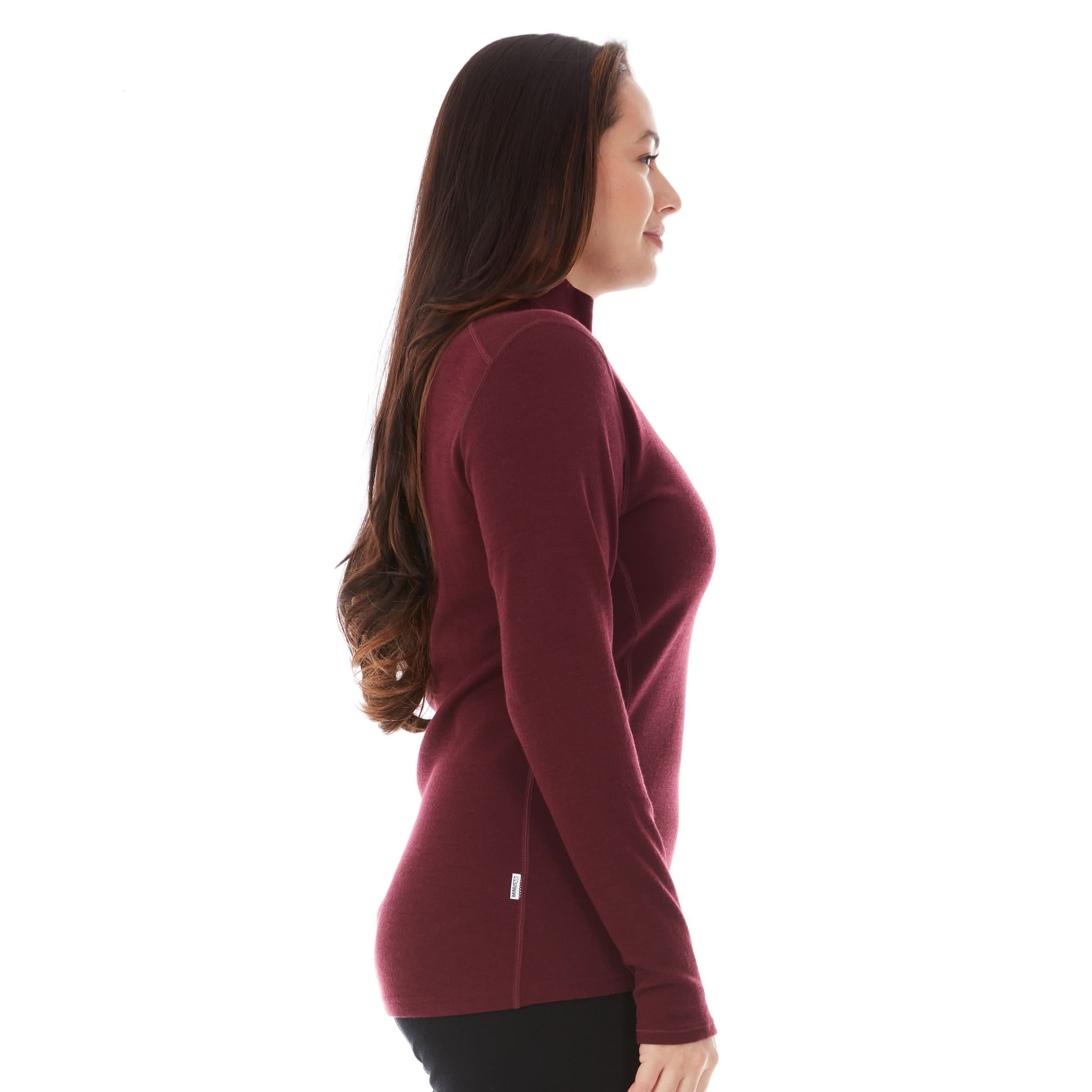 Women's Midweight Merino Wool 1/4 Zip Mock Neck Top