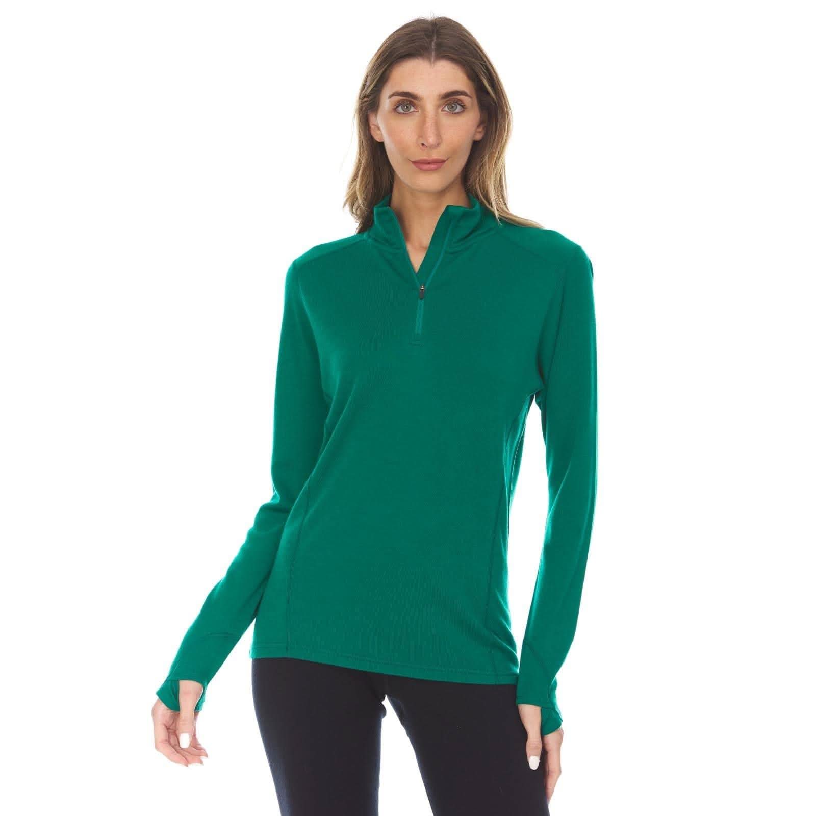 Women's Midweight Merino Wool 1/4 Zip Mock Neck Top
