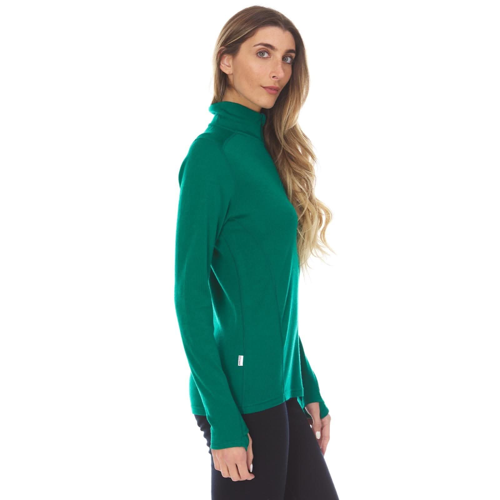 Women's Midweight Merino Wool 1/4 Zip Mock Neck Top