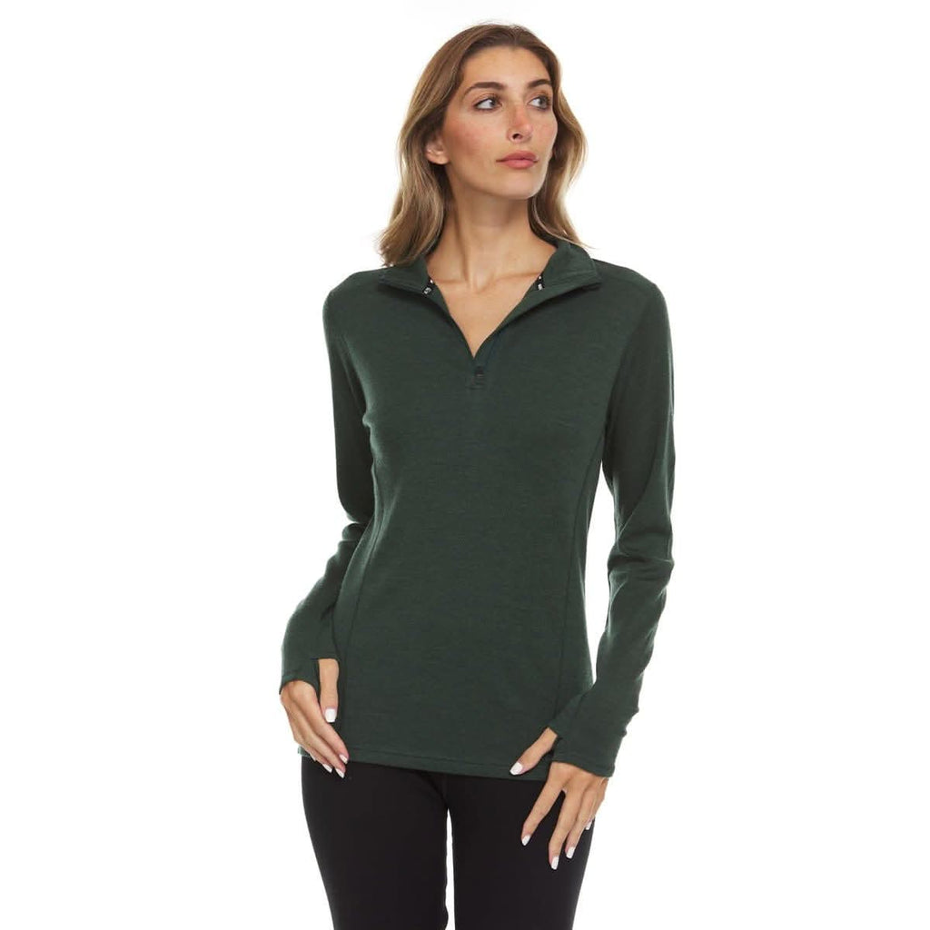 Women's Midweight Merino Wool 1/4 Zip Mock Neck Top