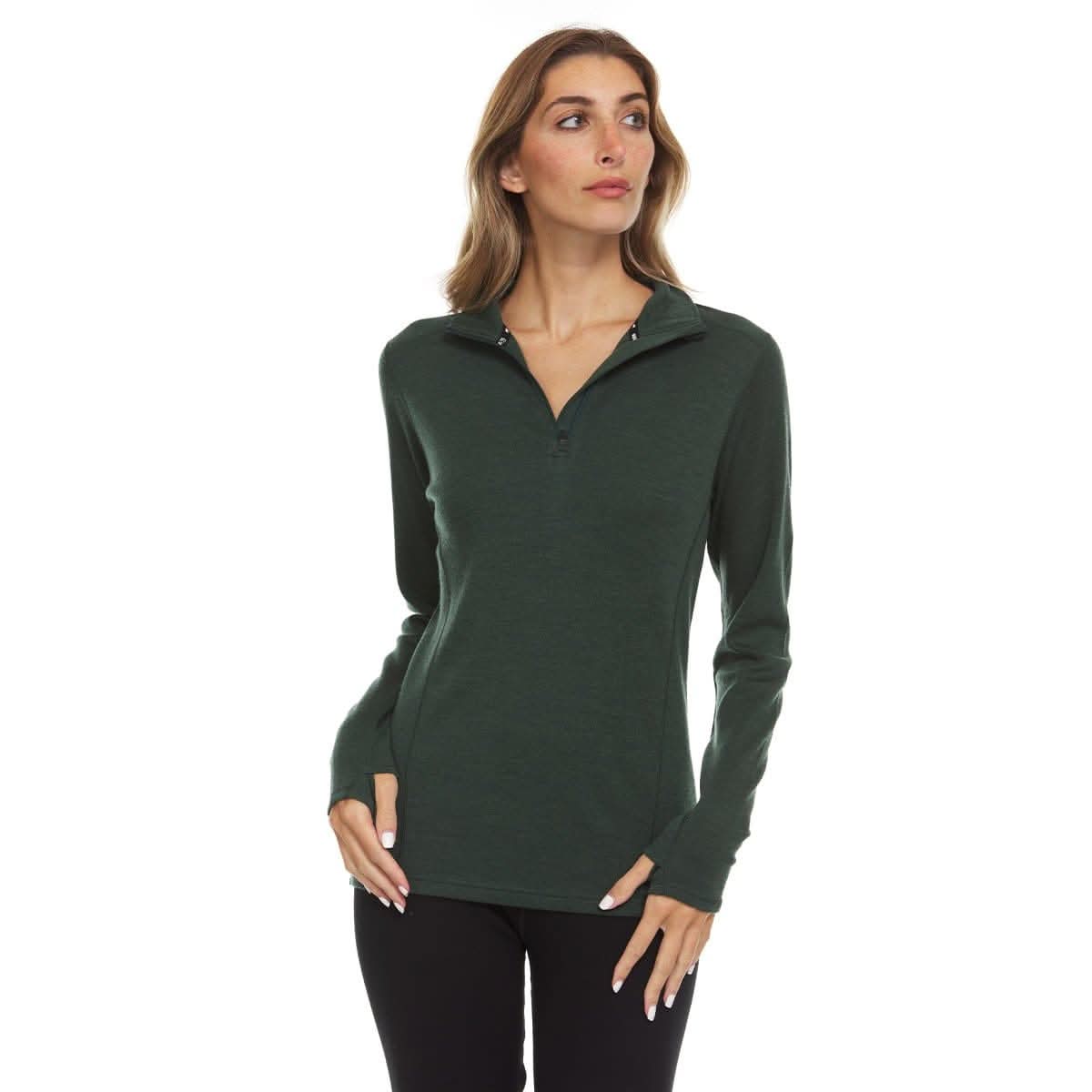 Women's Midweight Merino Wool 1/4 Zip Mock Neck Top