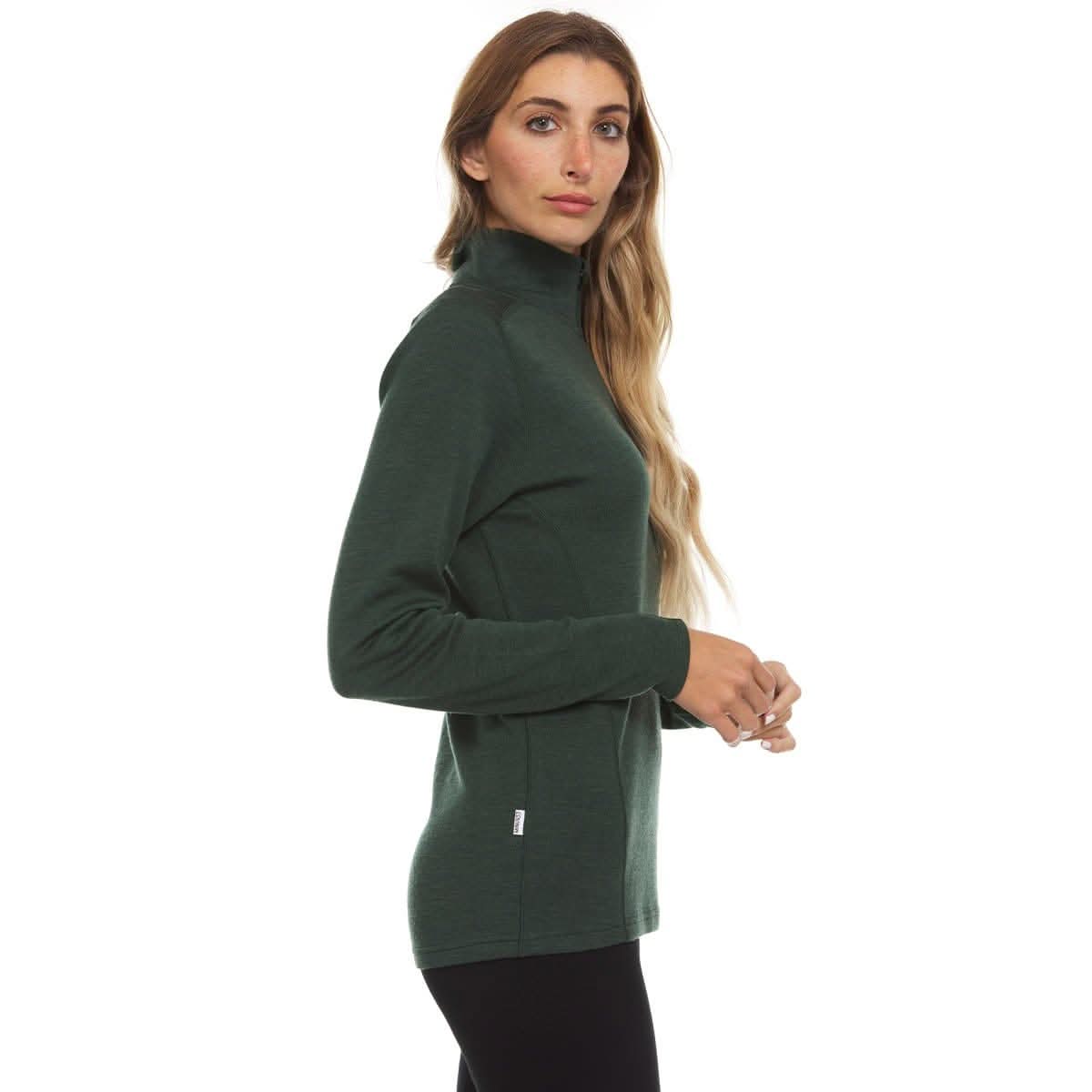 Women's Midweight Merino Wool 1/4 Zip Mock Neck Top