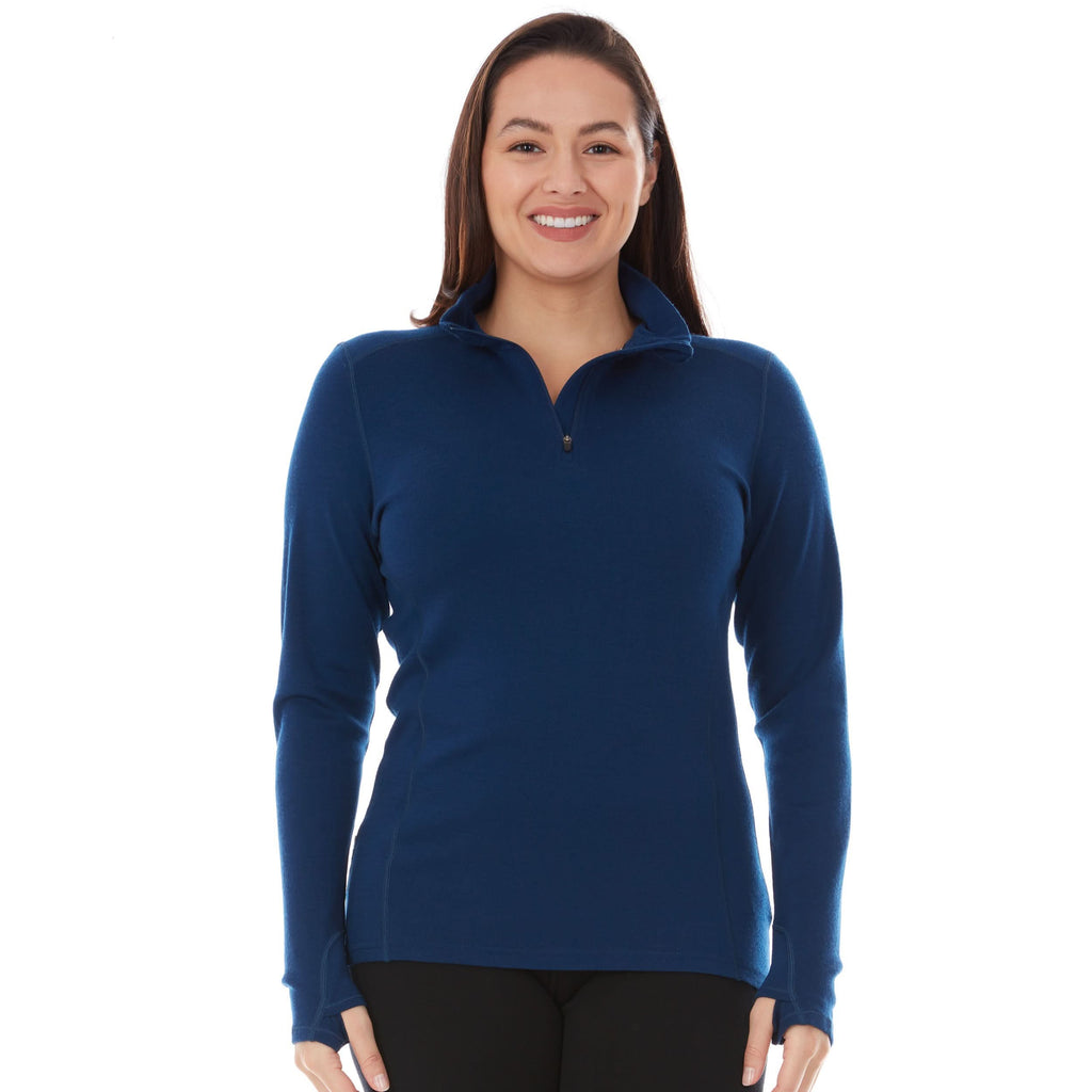 Women's Midweight Merino Wool 1/4 Zip Mock Neck Top