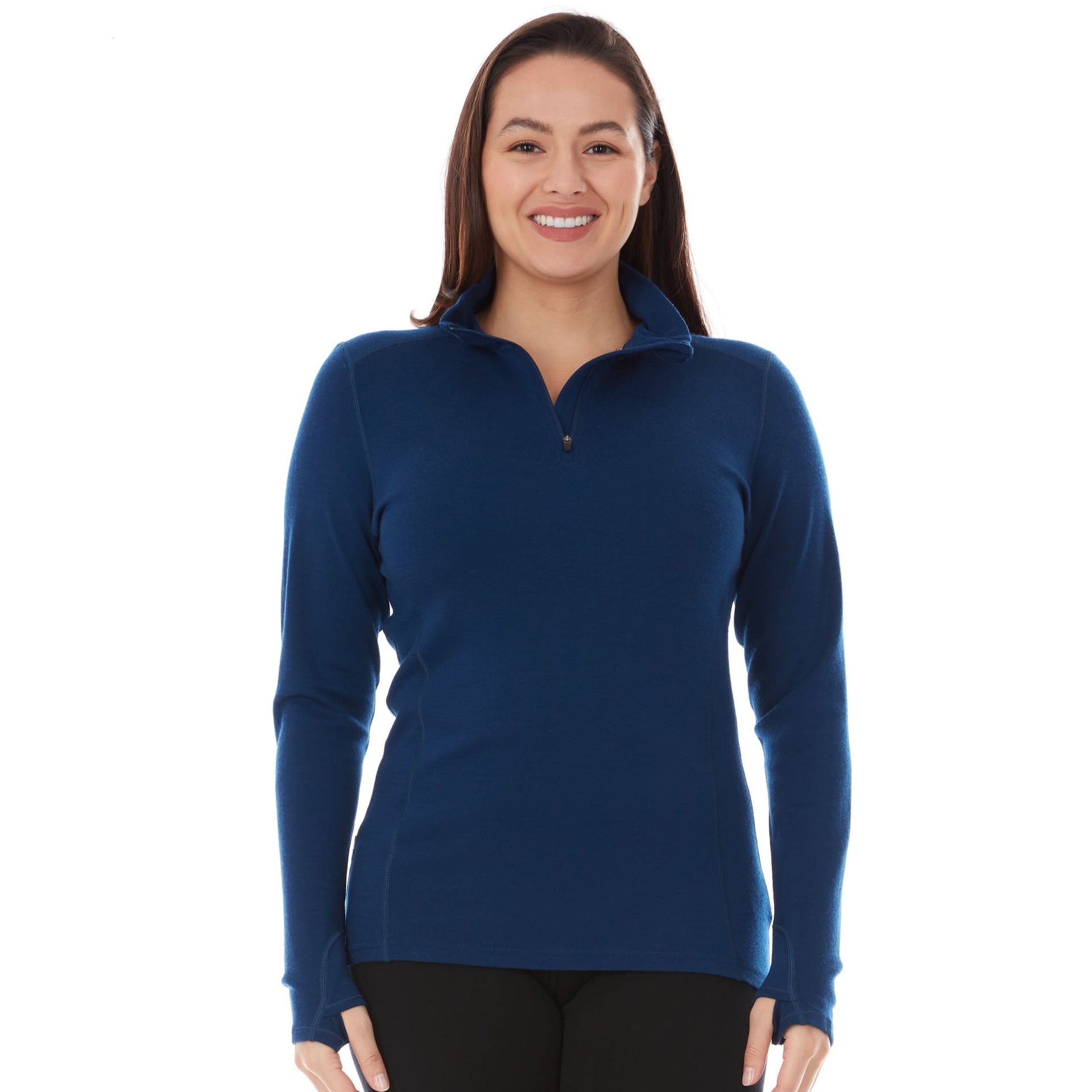 Women's Midweight Merino Wool 1/4 Zip Mock Neck Top