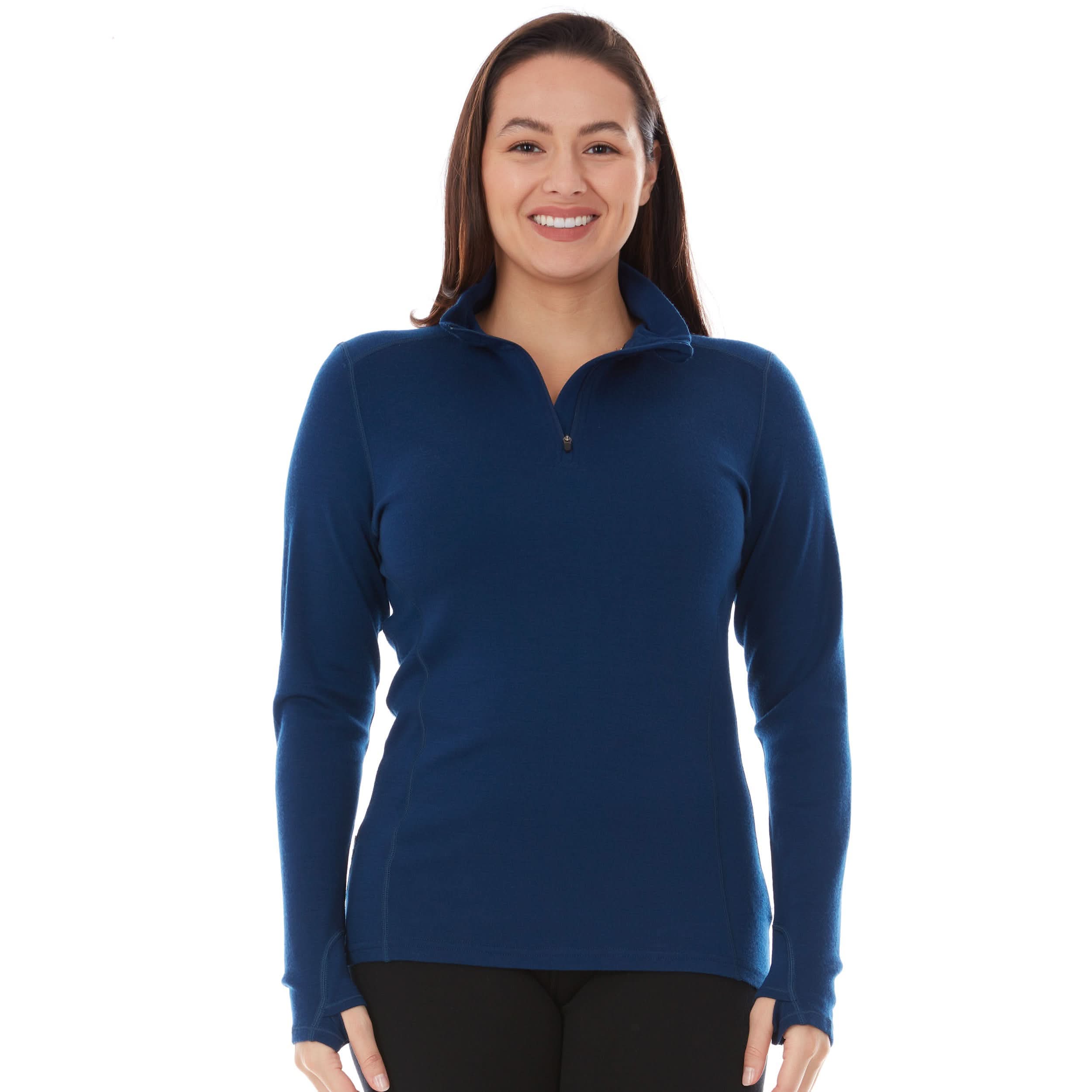 Women's Midweight Merino Wool 1/4 Zip Mock Neck Top