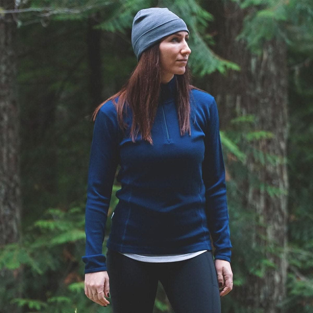 Women's Midweight Merino Wool 1/4 Zip Mock Neck Top