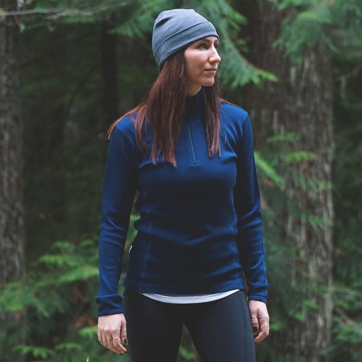 Women's Midweight Merino Wool 1/4 Zip Mock Neck Top
