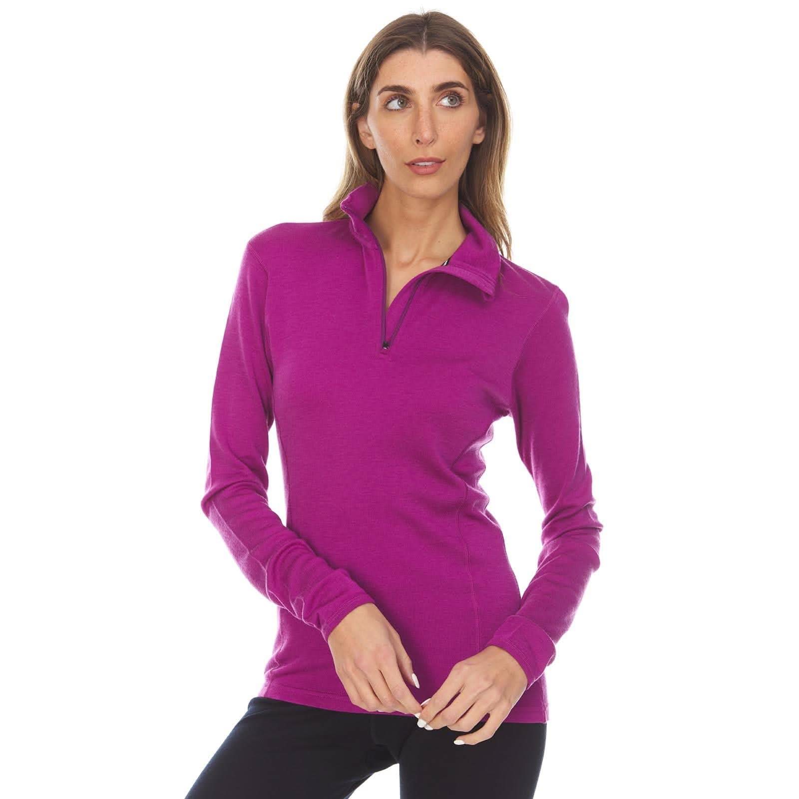 Women's Midweight Merino Wool 1/4 Zip Mock Neck Top