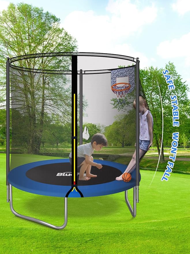 6FT Kids Trampoline with Basketball Hoop & Safety Enclosure Net