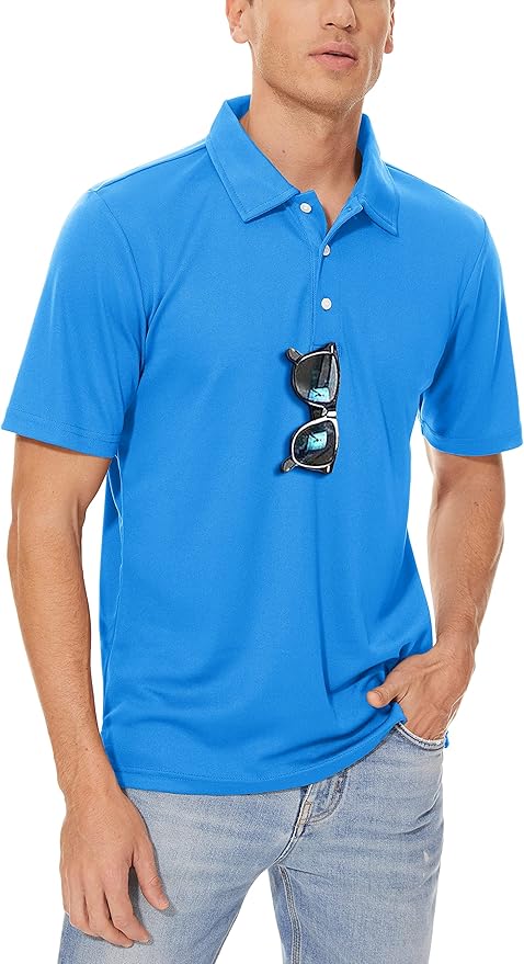 Men's Quick Dry Polo Shirt Moisture Wicking Performance Golf Shirt