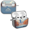 Yosemite National Park graphic protective case for Apple AirPods Gen 3 on a map background