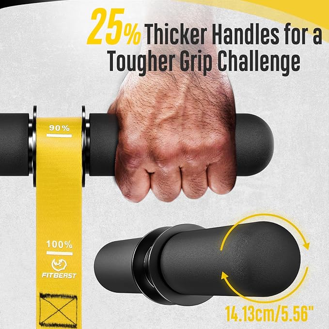 FitBeast Forearm Strengthener & Forearm Exerciser, Wrist Roller with Thicker Handle, Forearm Strength Trainer with Adjustable Strap - Ideal for Grip Strength, Muscle Building, Rehabilitation