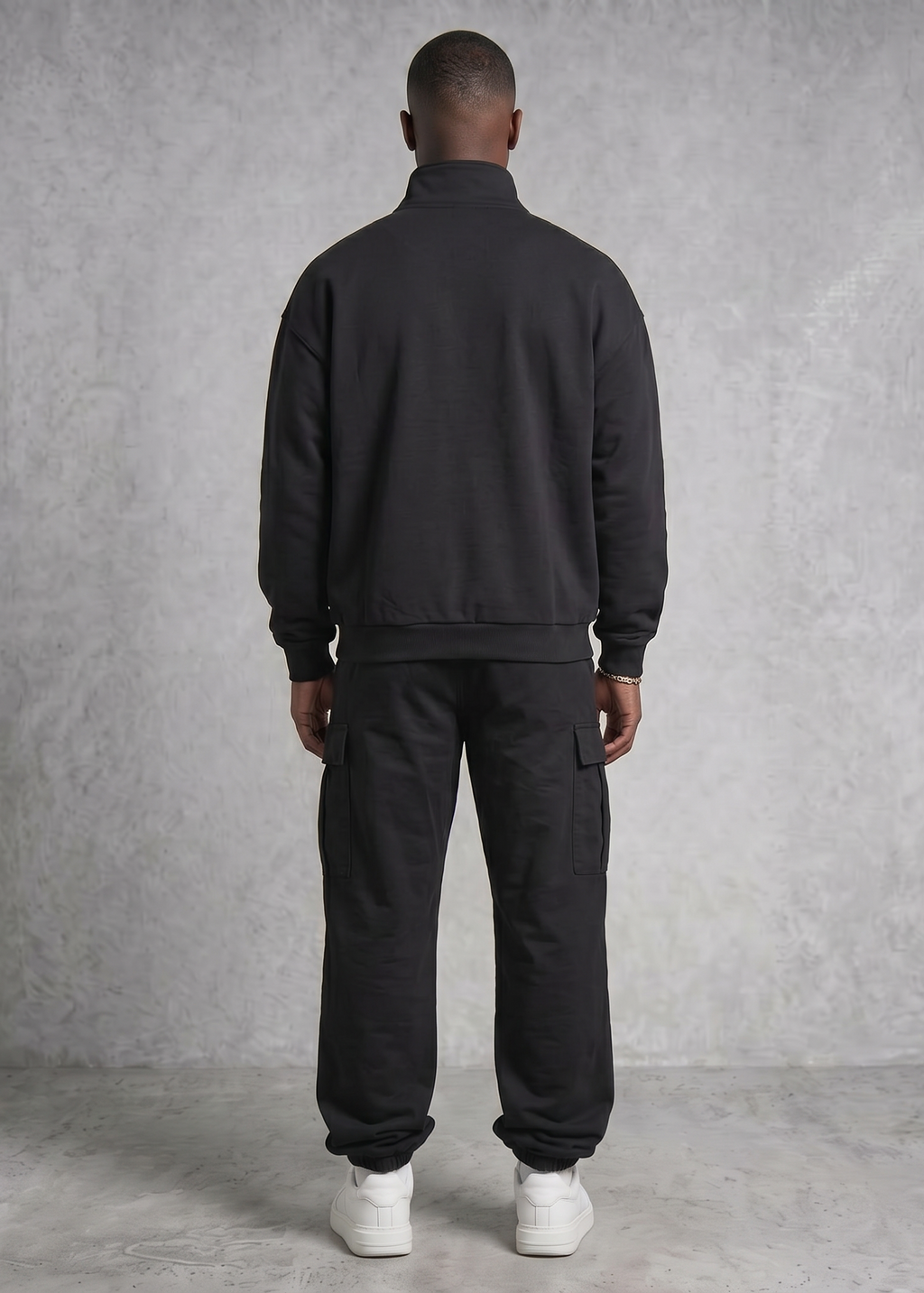 Club Collegiate Oversized Full-Zip Sweatshirt - Black