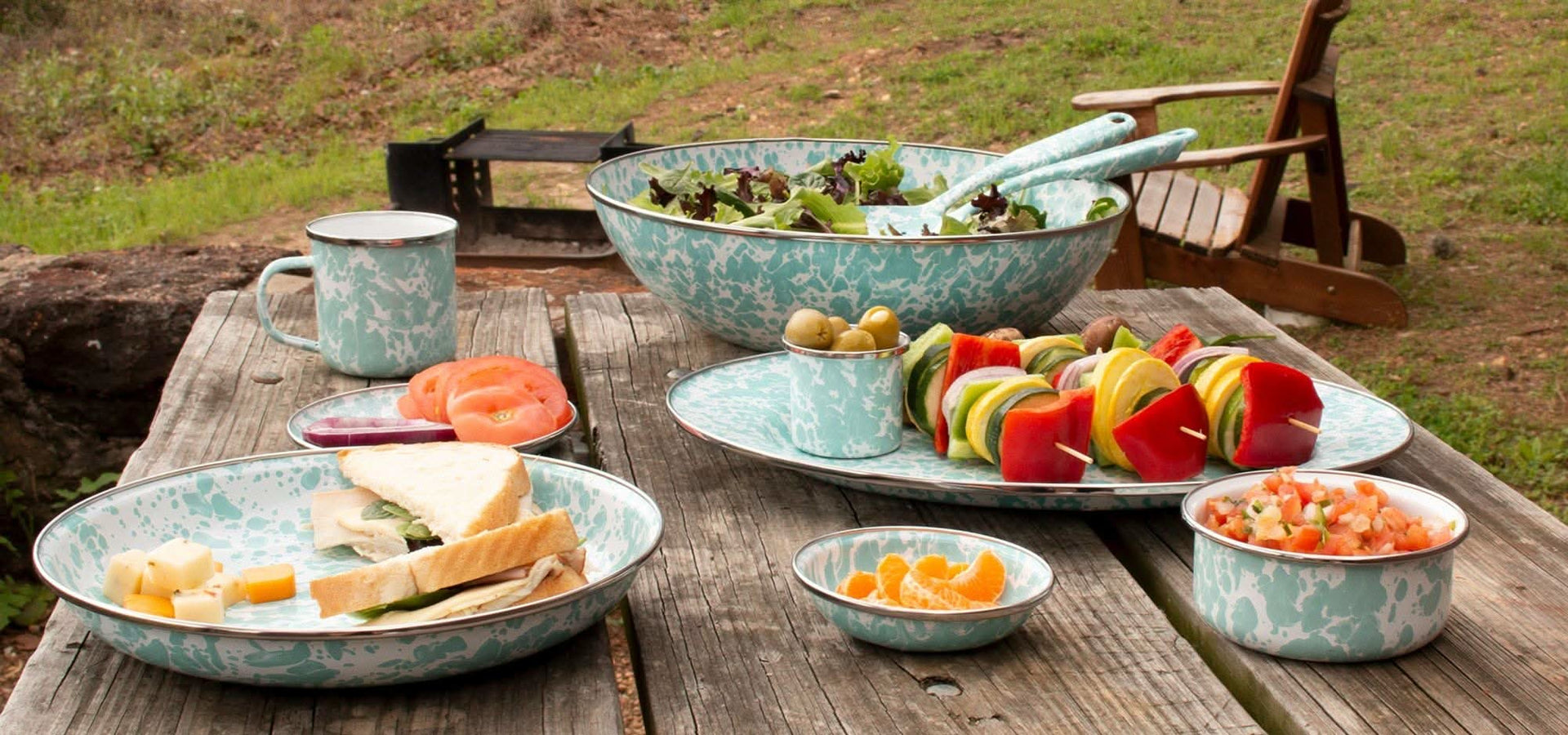 Camouflage Enamelware Mugs Set of 4 Rustic Camp-Core