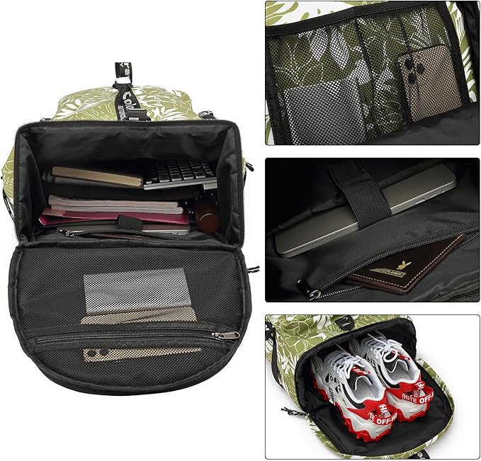 Kalesi Gym Duffle Bag Backpack 4-Way Waterproof with Shoes Compartment for travel Sport Hiking laptop (olive-green)