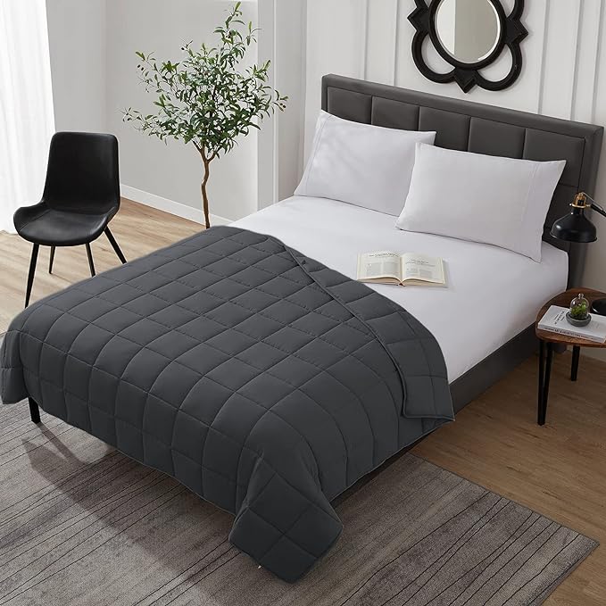 L'AGRATY Weighted Blanket - 40"x60" 10lbs Breathable Weighted Heavy Blanket Microfiber Material with Glass Beads or All-Season Summer Fall Winter