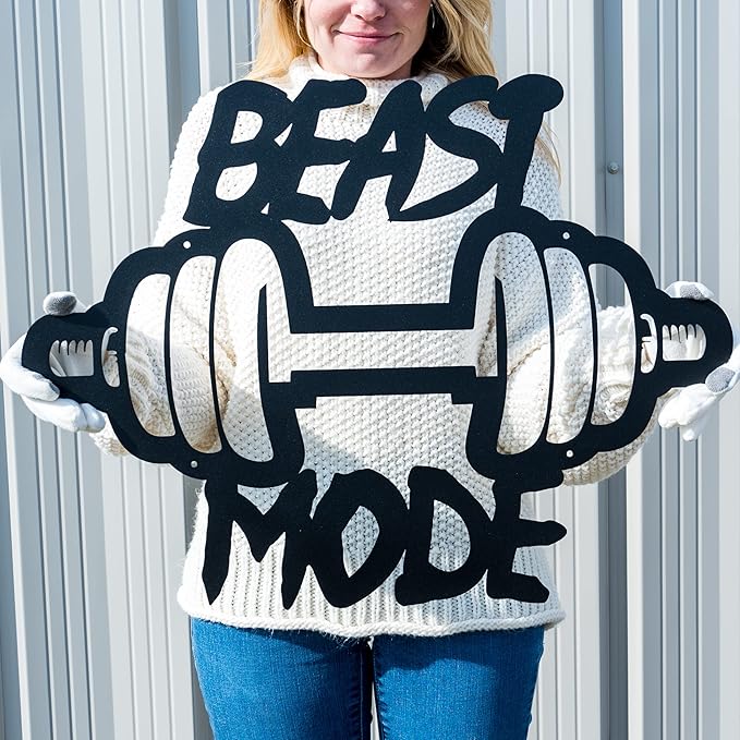 Beast Mode Metal Sign | Metal Home Gym Sign | Fitness Sign | Fitness Quote | Motivation Decor | Workout Decor Sign | Gym Wall Art | Weightlifting | Crossfit Sign | Boyfriend Gift