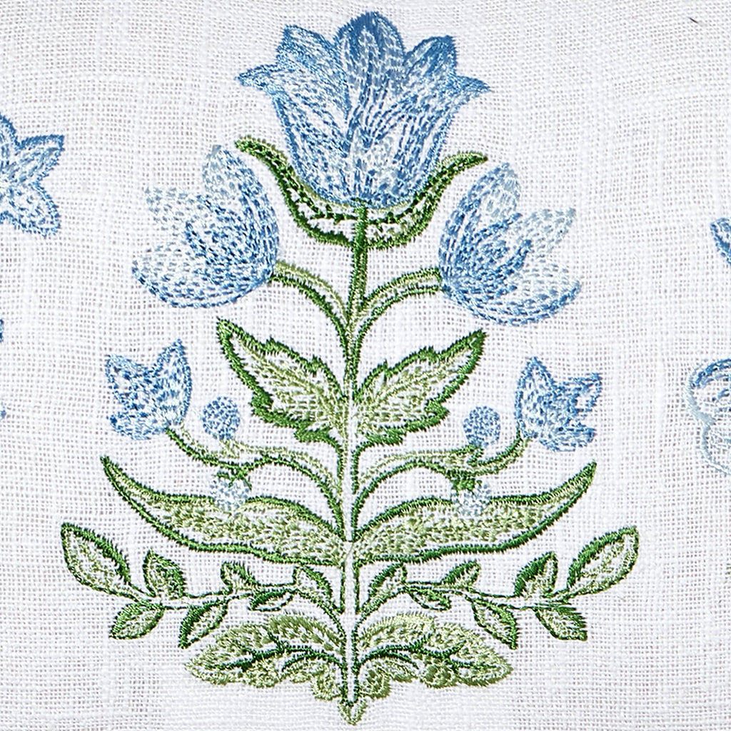 Blue Flowers Embroidered Pillow