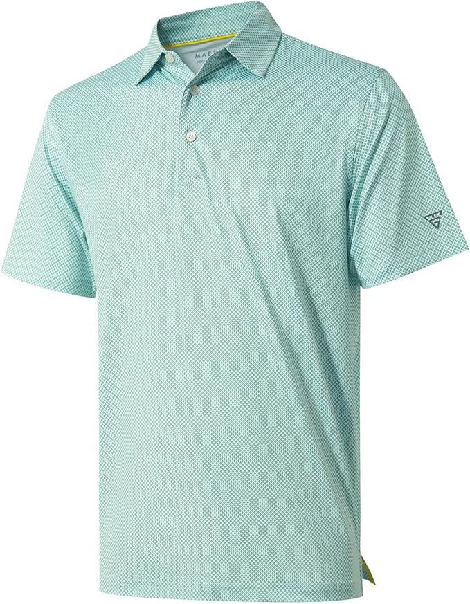 Men's striped short-sleeve performance golf polo featuring quick-dry and moisture-wicking fabric