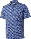 Men's striped short sleeve performance golf polo shirt with moisture-wicking fabric