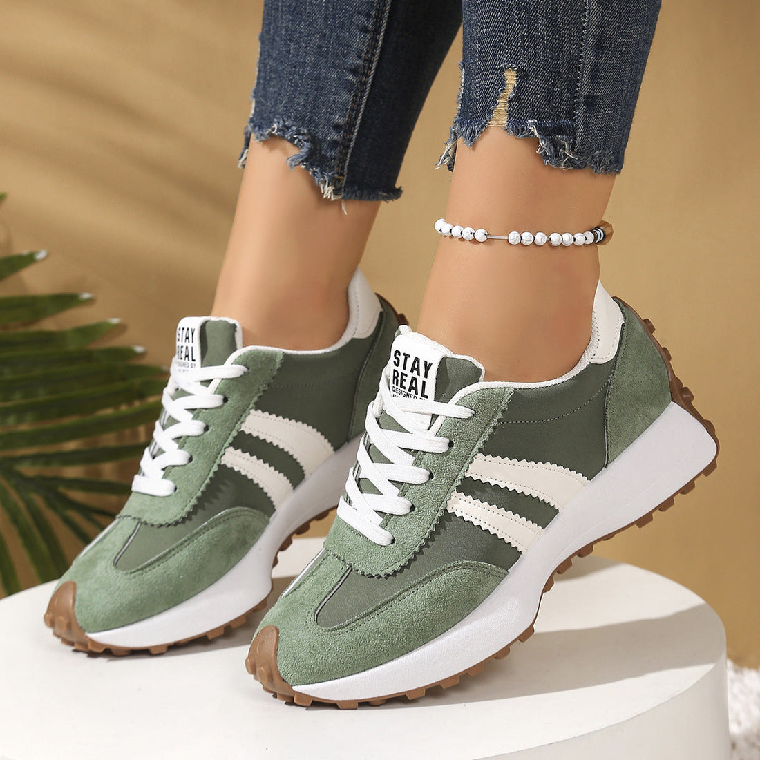 Women's Chunky Platform Sneakers Lace Up Fashion Casual Shoes - Image 6
