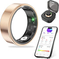 Thin Smart Ring for Fitness & Health Tracking -Pedometer,Sleep/Heart Rate/Blood Oxygen Monitor, Gesture Control / 5ATM Waterproof -No APP Subscription Compatible with Android& iOS (Rose Gold, 11)