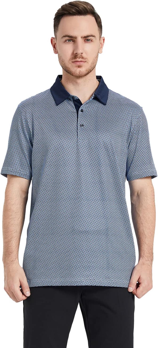 Men's Striped Performance Golf Polo - Moisture Wicking