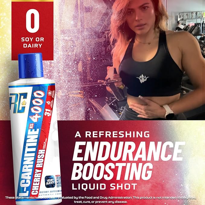 Ronnie Coleman Signature Series L Carnitine XS 4000 Liquid, Stimulant Free, Sugar Free, Zero Carbs, Lean Muscle Strength Support for Men & Women, 16 Oz (16 oz, Cherry Rush (4000))