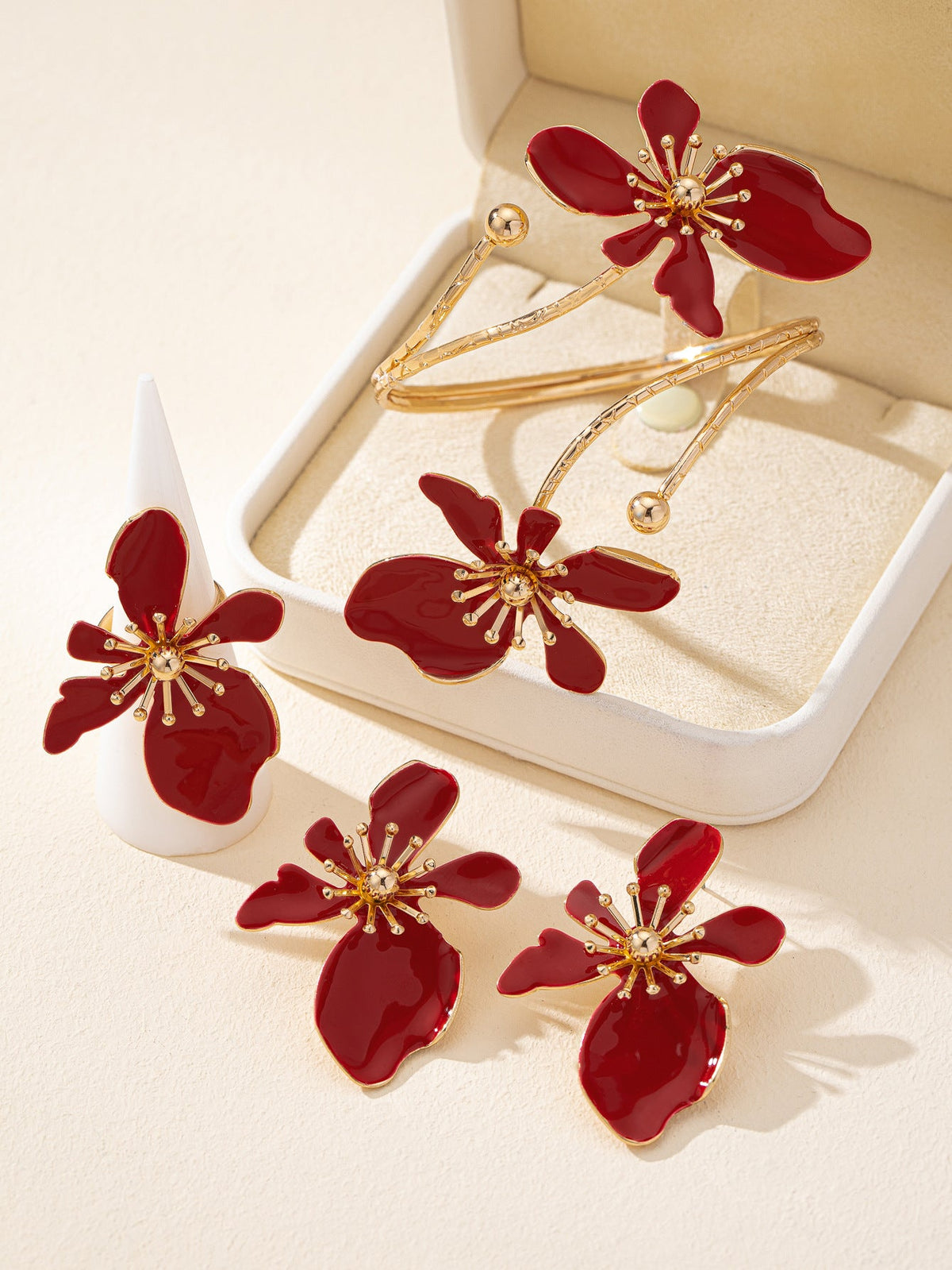 Natural Pearl Flower Earring Set