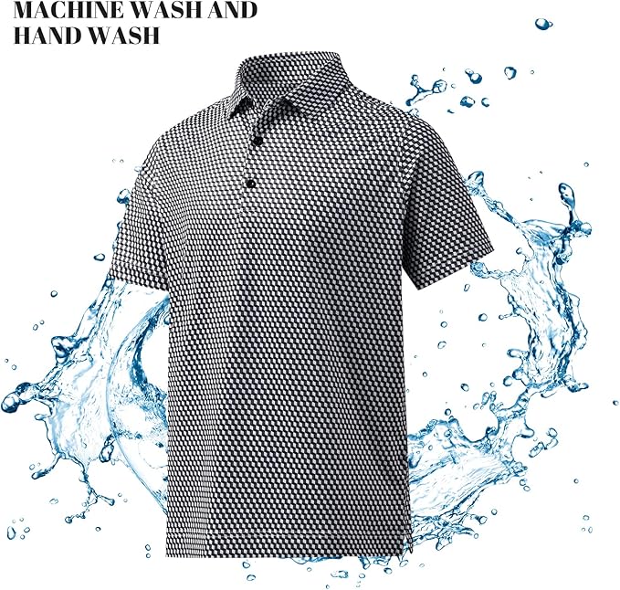Men's Quick Dry Performance Polo Shirt - Athletic Print Golf Top