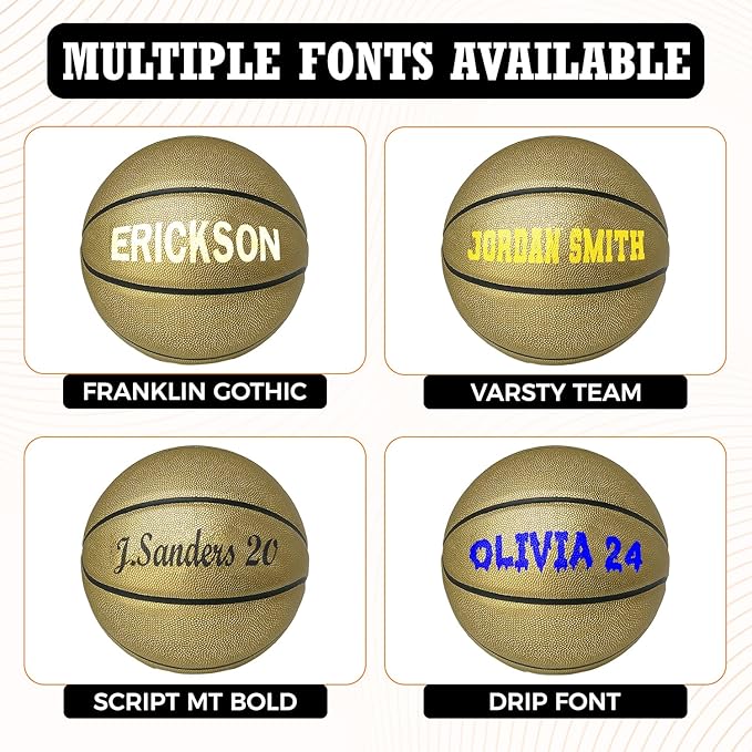 HAMMET Personalized Basketball – Customized Basketball with Your Name or Text – Multiple Colors, Fonts & Designs Available – Durable for Indoor and Outdoor - Ideal Gift for Son, Daughter, Boy or Girl