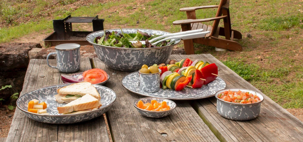 Camouflage Enamelware Mugs Set of 4 Rustic Camp-Core