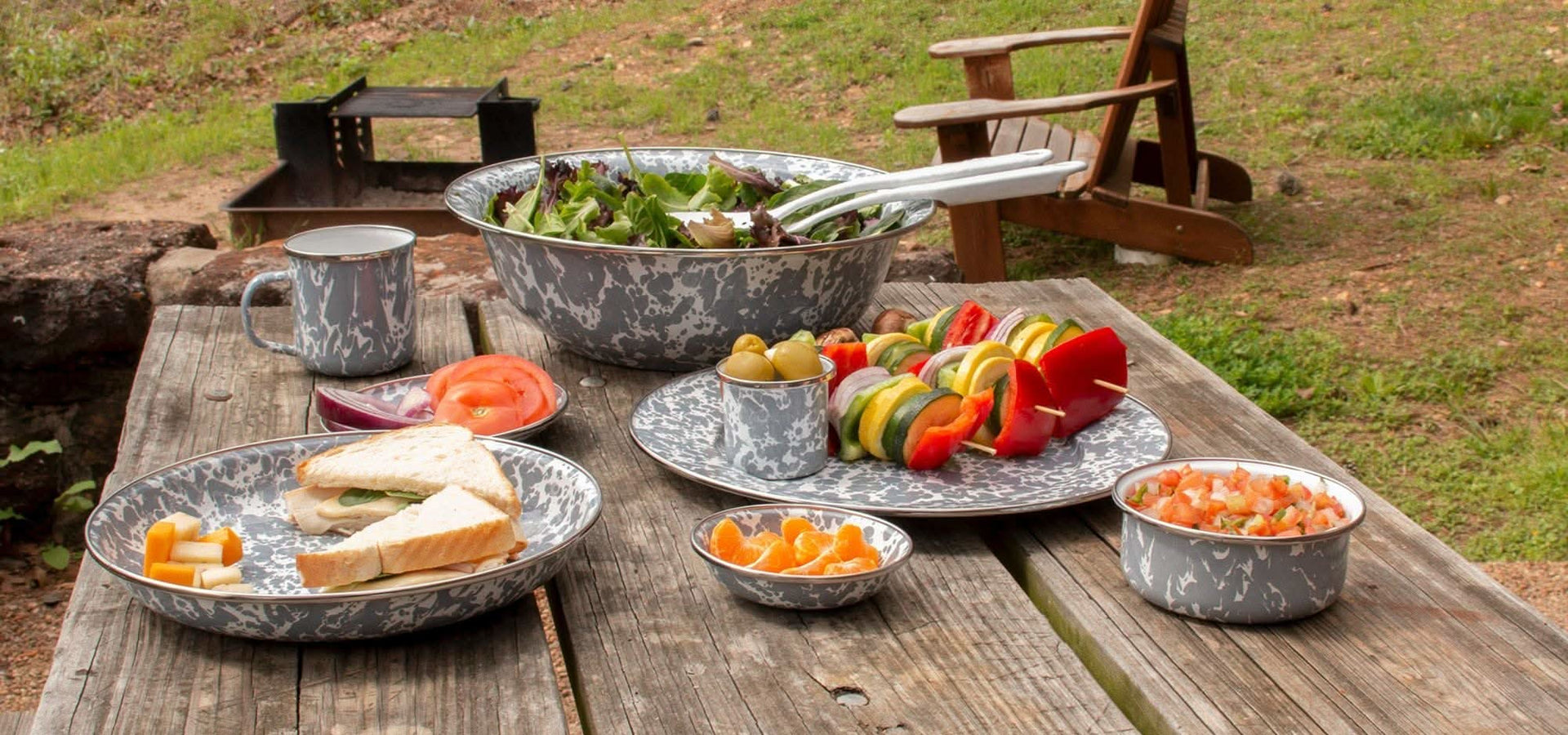 Camouflage Enamelware Mugs Set of 4 Rustic Camp-Core