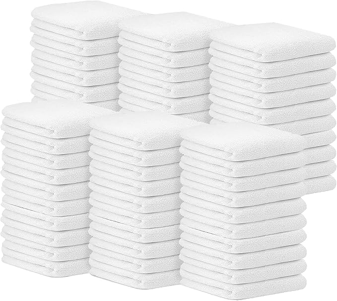 Avalon Towels Terry Bar Mop Towels (Value Pack of 60) Size 14"x17" – Absorbent and Durable, Multipurpose Cleaning Rags, Cotton Cleaning Cloths, Terry Cloth Rags, Reusable Shop Rag (White)