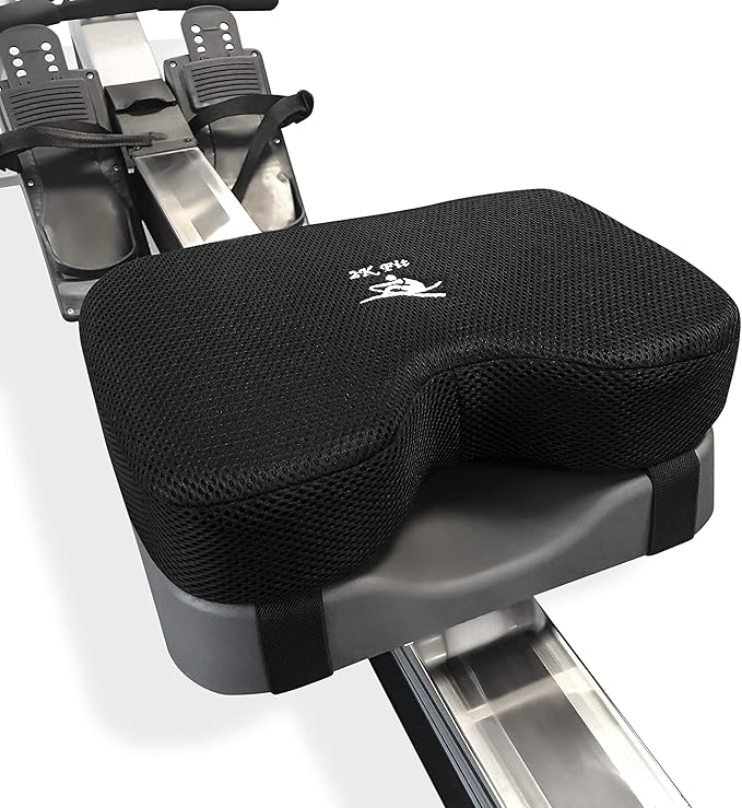 Rowing Machine Seat Cushion (Model 2) for The Concept 2 Rowing Machine with Custom Memory Foam, Washable Cover, and Straps- Concept 2 Rower, Recumbent Stationary Bike, WatterRower Seat Pad