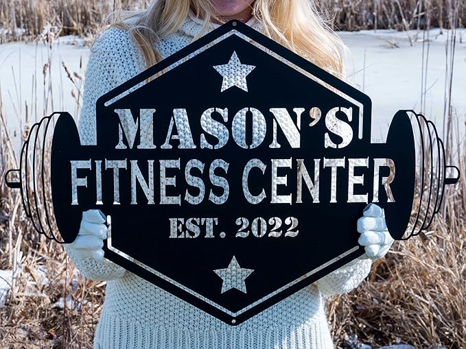 Personalized Gym Sign with Name | Hexagon Gym Garage Decor | Gym Decor for Home Gym | Established Signs for Workout Room | Gift for Athlete