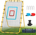 Volleyball Rebounder Net 7x4 Ft, 5-Angle Adjustable Rebounder Net for Practicing Digging, Setting, Spiking, Bounce Back Training Equipment with 2 Target Stripes & Portable Travel Bag for Storage