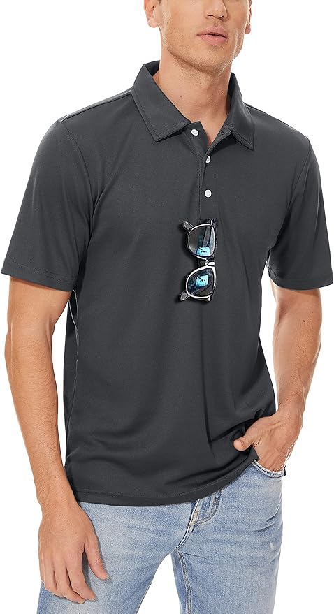 Men's Quick Dry Polo Shirt Moisture Wicking Performance Golf Shirt