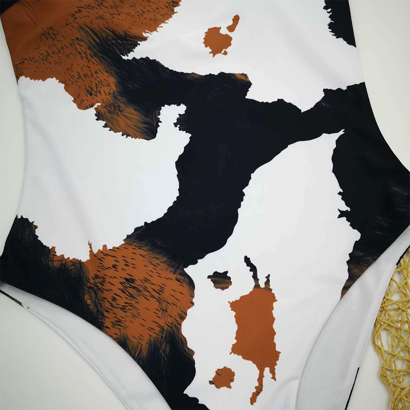 Summer Vintage print swimsuit Sexy high cut bodysuit one piece suits Swimwear women Monokini Beach wear