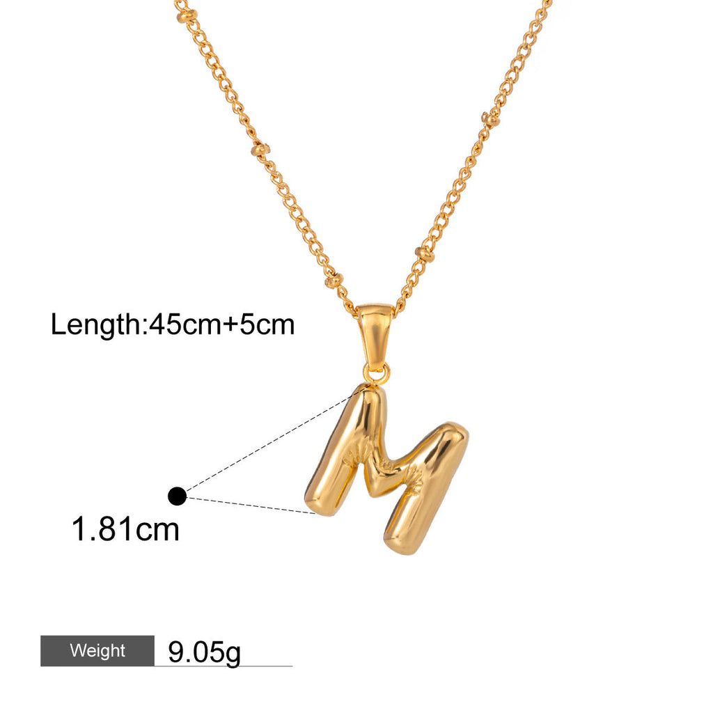 18K gold letters with birthstone design exquisite and noble necklace