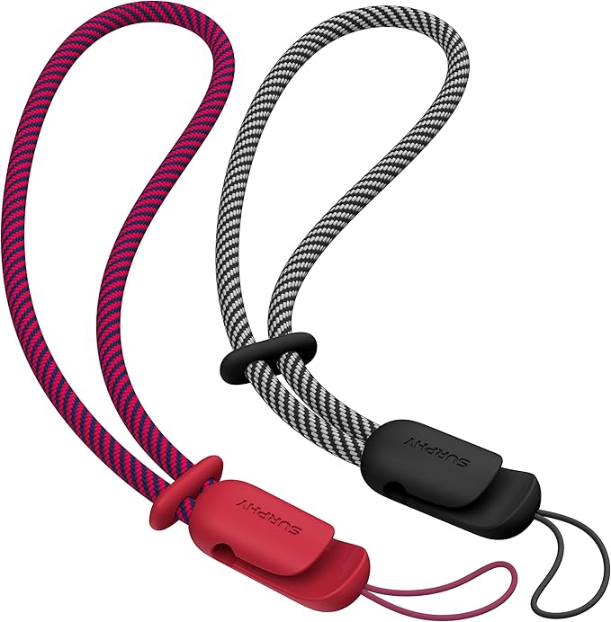 SURPHY 2 Pack Phone Lanyard for Cellphone Case, Phone Wrist Strap for Case, Cellphone Strap with 2-Color Braided, Charm Wrist Lanyard for Women and Men, Cellphone Wrist Lanyard for Women, Red & Black
