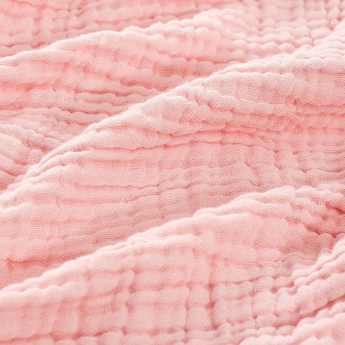 Carriediosa 100% Cotton Muslin Throw Blanket 70" X 80" Twin Size，4-Layers Summer Gauze Throws for Bed Couch，Soft Lightweight Breathable Linen Blankets Bedspread for Adults All Season，Dusty Pink